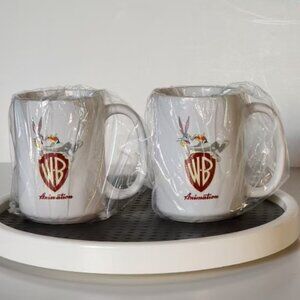 Vtg. 1990s WB Animation Bugs Bunny Coffee 2 pc Mug Set New Ceramic Looney Tunes.